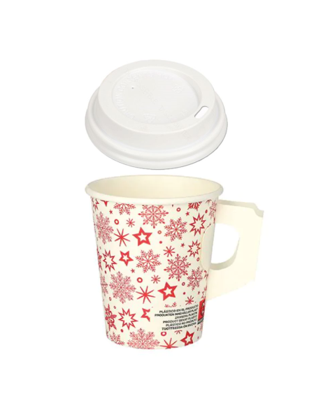 Gobelet jetable à café à emporter en carton 80mm 240ml "Noel" + cou...