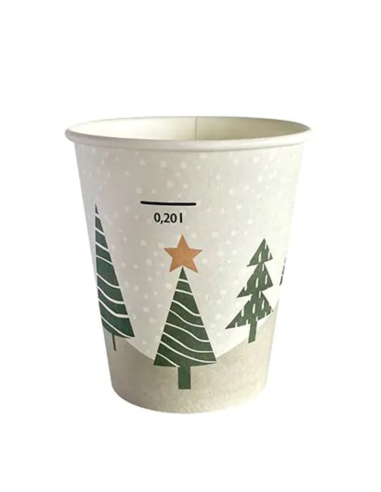 Coffee to go koffiebeker 80mm 240ml 8oz "Kerst" + witte deksels- 10...