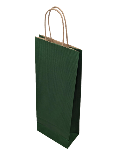 Kraft Wijntas 14+8x39cm voor 1 Fles groen / Flestas papier / Cadeauverpakking /draagtas voor Fles/wijn / Fleszak · Fles zak