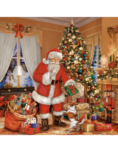 20 x Servetten 3-laags 1/4 vouw 33 cm x 33 cm "Kerstman"