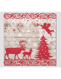 20 x Serviettes en papier 33x33 cm 3 couches "Rennes"