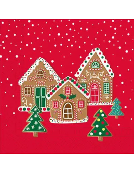 20 x Serviettes en papier 33x33 cm 3 couches "Maison d'épices"