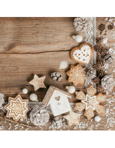 20 x Serviettes en papier 33x33 cm 3 couches "Décorations de Noel"