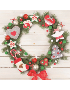 20 x Servetten 3-laags 1/4 vouw 33 cm x 33 cm " Kerstkrans"