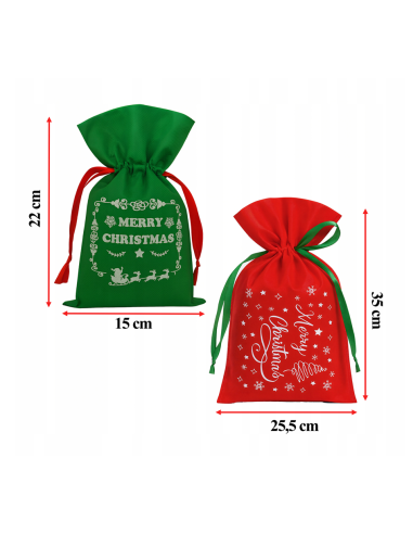 Lot de 8 sacs cadeaux de Noël, Sac de Noël décoratif pour cadeaux