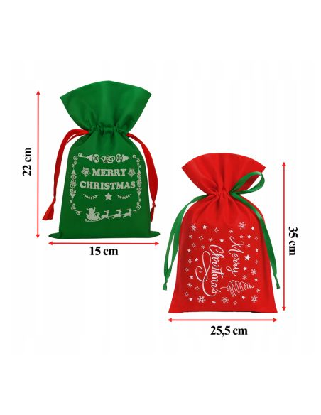 Lot de 8 sacs cadeaux de Noël, Sac de Noël décoratif pour cadeaux