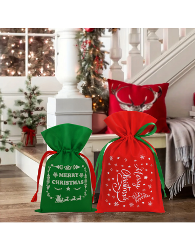 Set van 8 kerstcadeaustassen, Decoratieve cadeauzakken voor Kerstmis