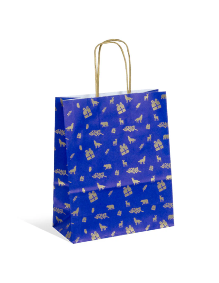 Kerst draagtassen van kraftpapier met platte oren " White Elk"  - Home