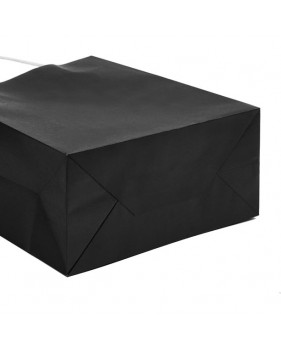 Zwarte Draagtassen van gekleurd kraftpapier met gevlochten oren 18x...