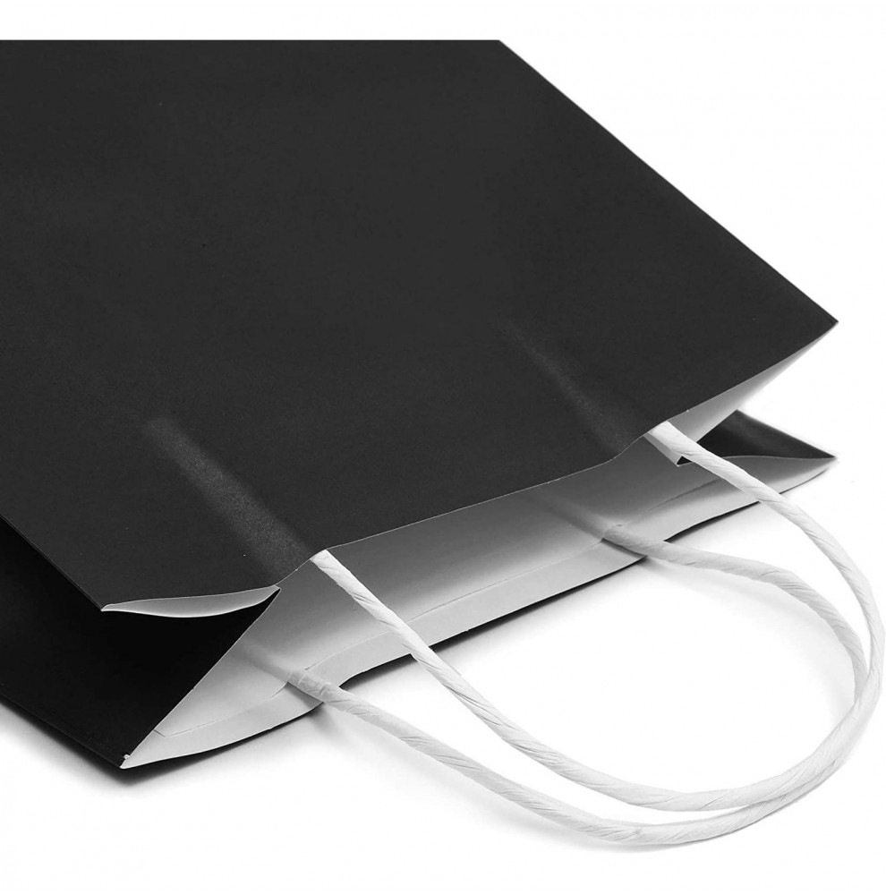 Zwarte Draagtassen van gekleurd kraftpapier met gevlochten oren 18x...