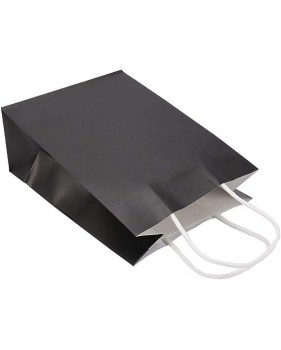 Zwarte Draagtassen van gekleurd kraftpapier met gevlochten oren 18x...