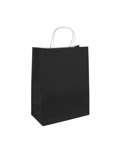 Sacs kraft couleur noir à poignées torsadées 18x8x22cm  - Accueil