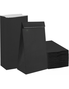 50  sachets en papier kraft noir pour cadeaux ou nourriture