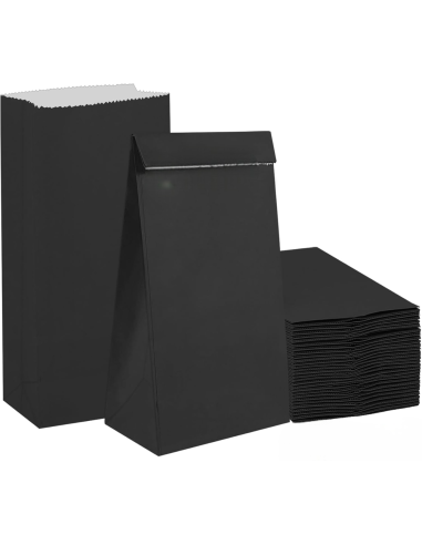 50  sachets en papier kraft noir pour cadeaux ou nourriture