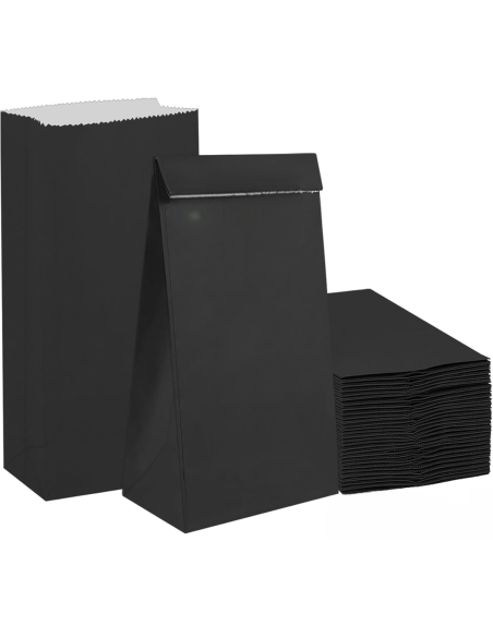 50  sachets en papier kraft noir pour cadeaux ou nourriture