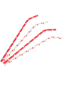 Pailles papier BIO flexibles cœurs blanc/rouge 6x240 mm – 100 pcs