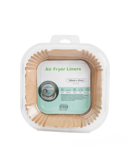 Papier sulfurisé airfryer carré L & XL – 50 pièces 160x45 mm