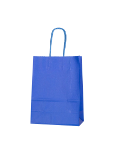 50 sacs en papier kraft bleu roi avec poignées torsadées 16x8x22cm – sacs boutique résistants