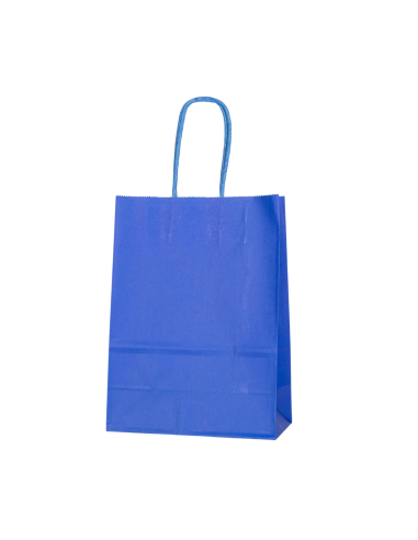 50 kraftpapieren zakken koningsblauw met gedraaide handvatten 16x8x22cm  – stevige winkelzakken