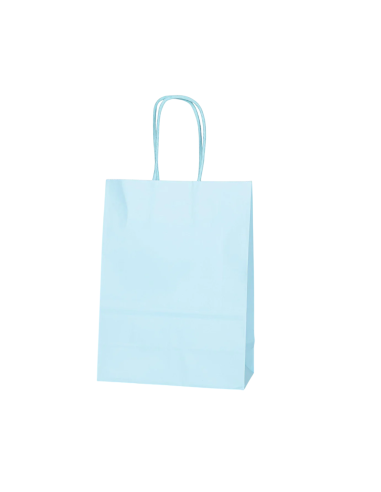 50 kraftpapieren zakken blauw met gedraaide handvatten 16x8x22cm – stevige winkelzakken