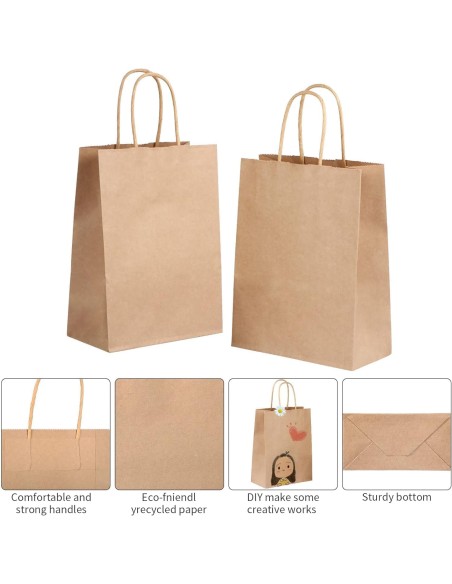 50 kraft tassen kleur 22x10x28 cm gedraaide handgrepen