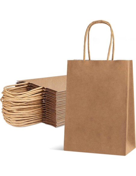50 kraft tassen kleur 22x10x28 cm gedraaide handgrepen