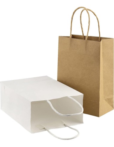 50 kraft tassen kleur 22x10x28 cm gedraaide handgrepen