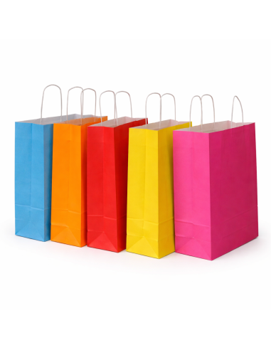 50 kraft tassen kleur 22x10x28 cm gedraaide handgrepen