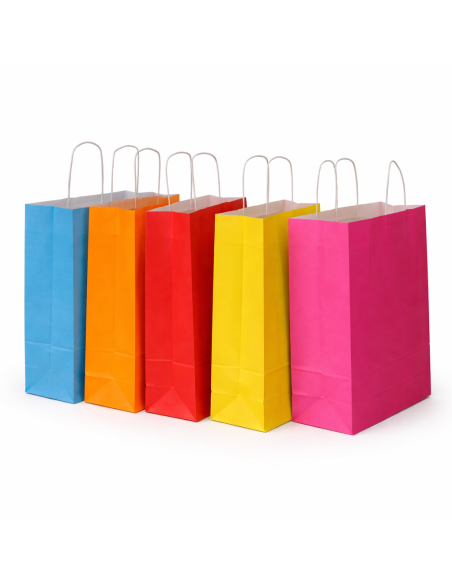 50 kraft tassen kleur 22x10x28 cm gedraaide handgrepen