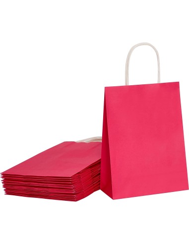 50 kraft tassen kleur 22x10x28 cm gedraaide handgrepen