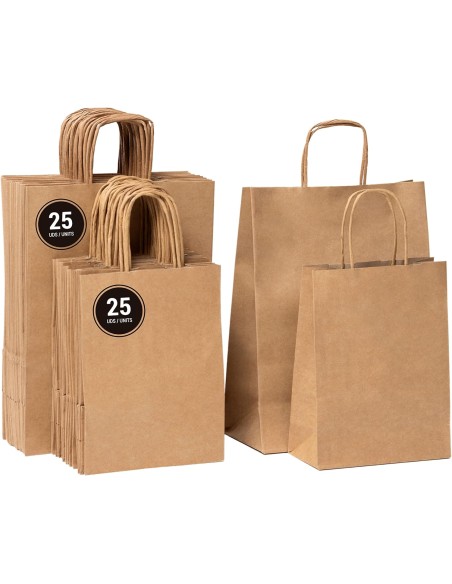 50 kraft tassen 2 maten met gedraaide handgrepen