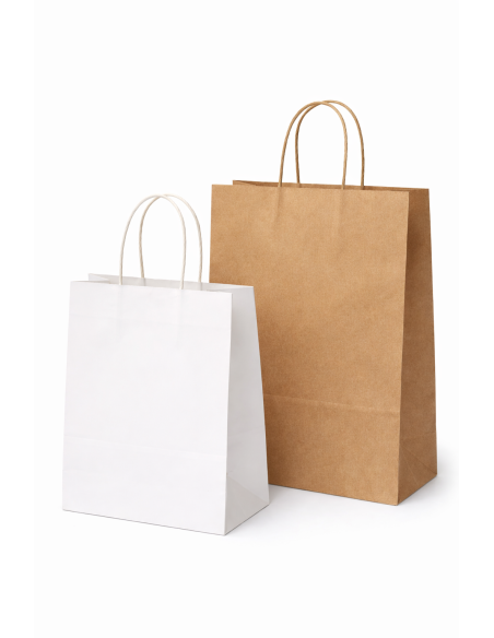 50 kraft tassen 2 maten met gedraaide handgrepen