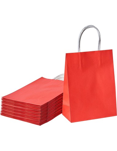 50 kraft tassen kleur 22x10x28 cm gedraaide handgrepen