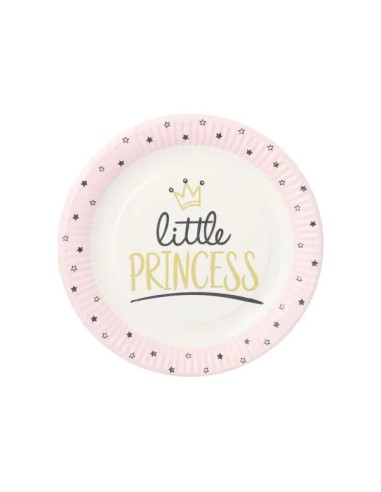 Assiettes carton 23 cm roses - Little Princess