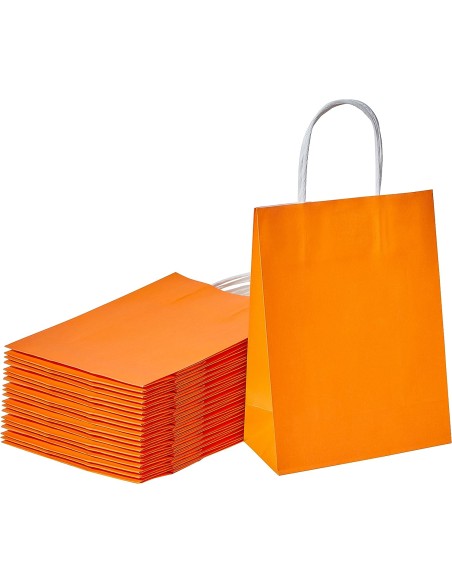 Oranje kraft papieren draagtassen met gedraaide handvatten – 22x10x28 cm