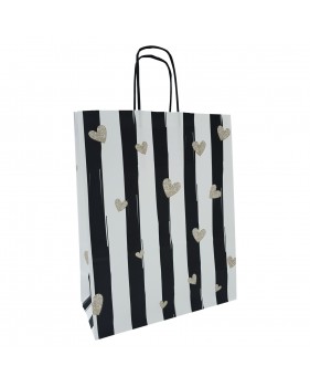 Sacs papier cadeaux avec poignée Noblesse torsadés avec coeurs