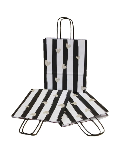 Sacs papier cadeaux avec poignée Noblesse torsadés avec coeurs