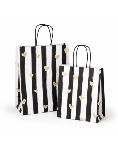 Sacs papier cadeaux avec poignée Noblesse torsadés avec coeurs