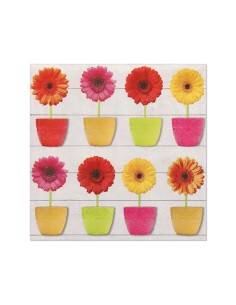 Servetten 3-laags 1/4 vouw 33×33 cm « Glowing Gerberas » – Pak van 20 2