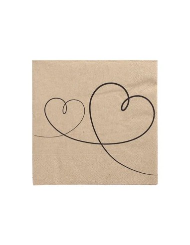 Servetten 3-laags 1/4 vouw 33×33 cm FSC « Hearts » gerecycled papier – Pak van 20