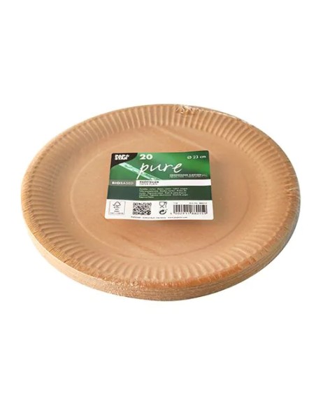 Assiettes en carton pure Ø 23 cm – 20 pcs – Assiettes jetables écologiques FSC