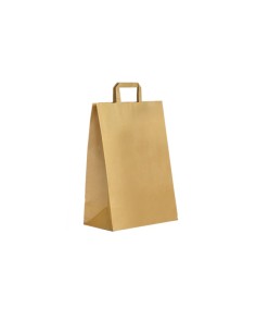 Bruine gerecycleerde kraft zak met platte handgrepen 26+14x31 cm – 250 stuks