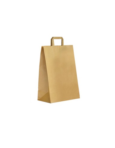 Bruine gerecycleerde kraft zak met platte handgrepen 26+14x31 cm – 250 stuks