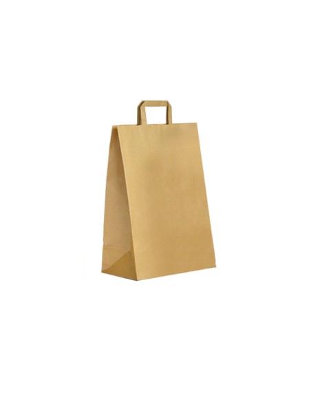 Sac kraft brun recyclé à poignées plates 26+14x31 cm – 250 pièces