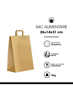 Bruine gerecycleerde kraft zak met platte handgrepen 26+14x31 cm – 250 stuks 2