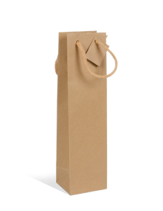 Wijntas 10+9x39cm voor 1 Fles zwart met touw /Flestas papier / Cadeauverpakking