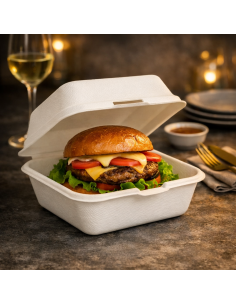 50 boîtes à hamburger en bagasse 152x152x76 mm 2