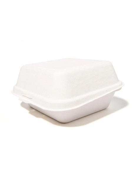 50 boîtes à hamburger en bagasse 152x152x76 mm