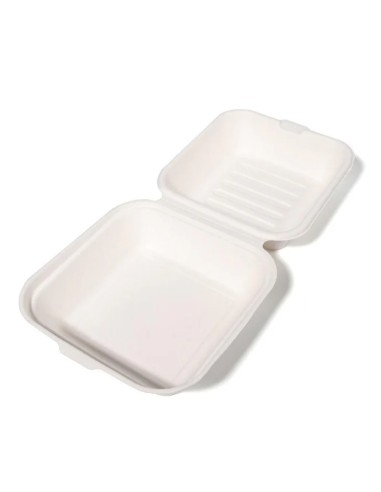 50 boîtes à hamburger en bagasse 152x152x76 mm
