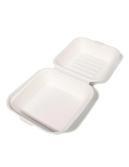 50 boîtes à hamburger en bagasse 152x152x76 mm